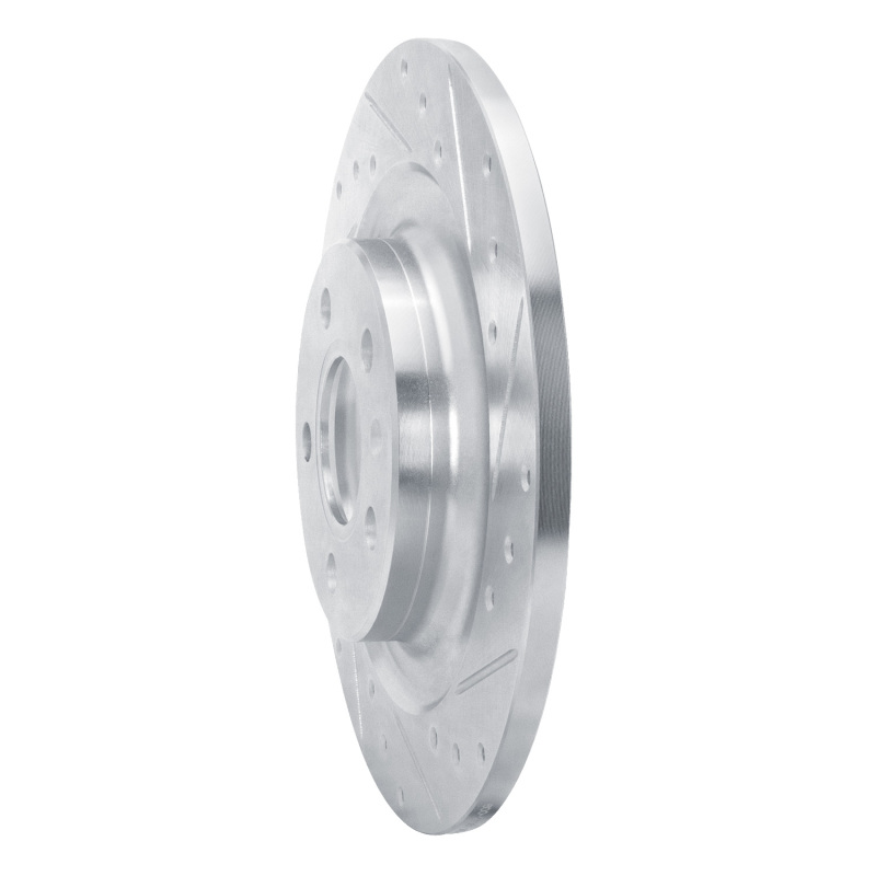 Volvo XC40 Brake Rotor (1) - Rear Right - R1 Concepts - Drilled & Slotted - Silver - `19-`25